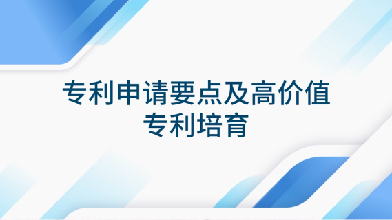 专利申请要点及高价值专利培育